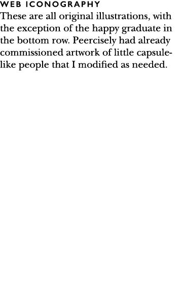web iconography These are all original illustrations, with the exception of the happy graduate in the bottom row  Pee   